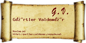 Gürtler Valdemár névjegykártya